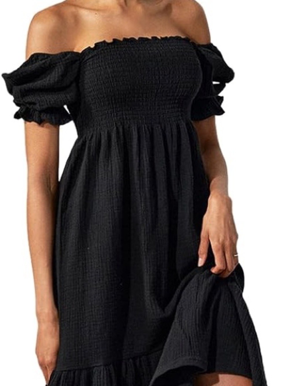 Nothing Fits But Dress Off-Shoulder Black Dress